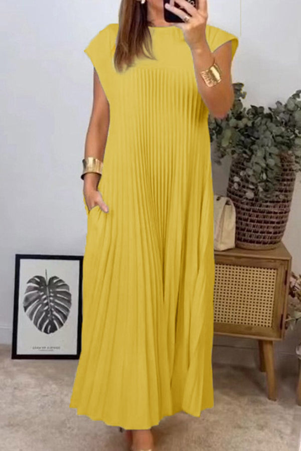 Damen Plissiertes Maxikleid