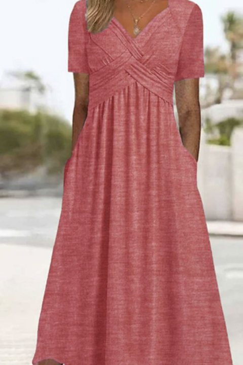 Damen Kurzarm V-Ausschnitt Maxikleid
