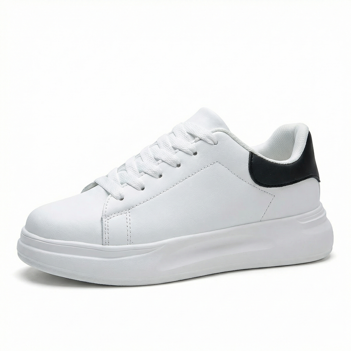 Damen Weiße Textil Schnür-Sneaker – Orthopädische Freizeit Komfort Turnschuhe