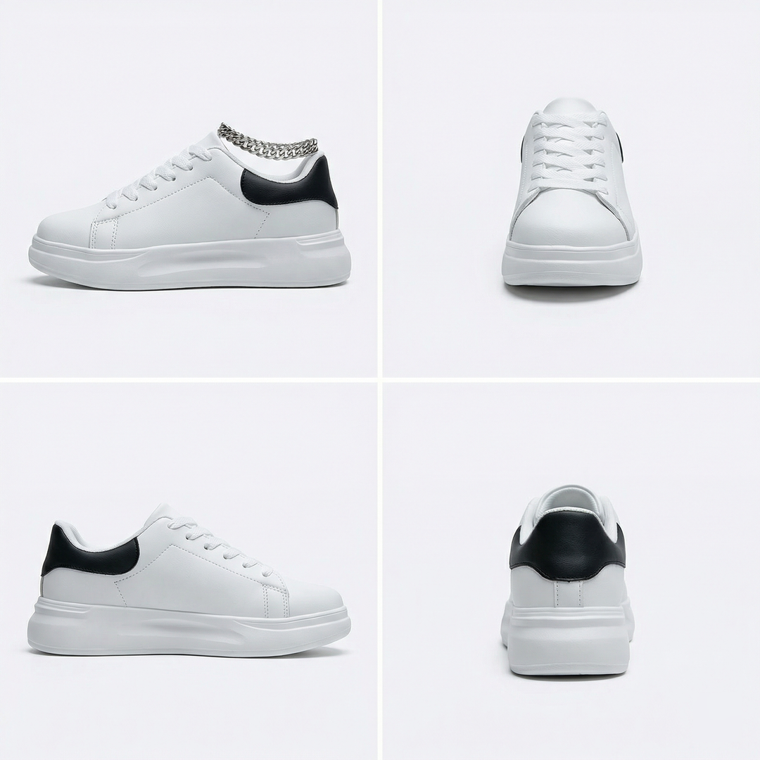 Damen Weiße Textil Schnür-Sneaker – Orthopädische Freizeit Komfort Turnschuhe