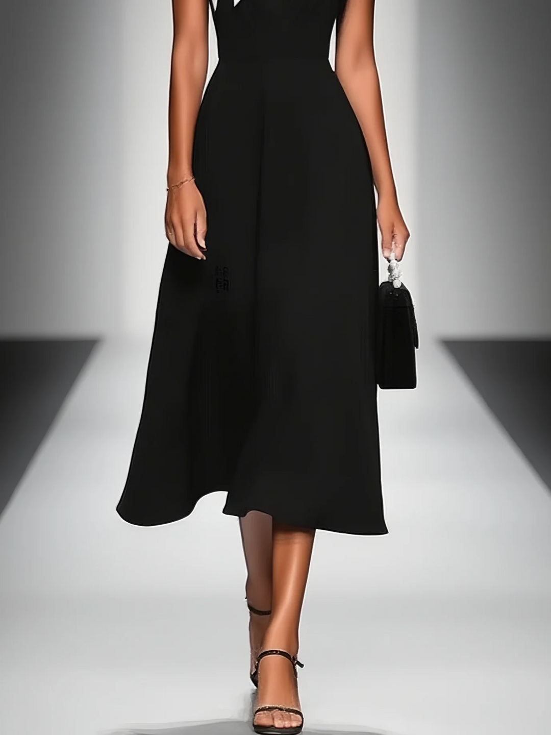Colorblock-Midikleid mit Karree-Ausschnitt