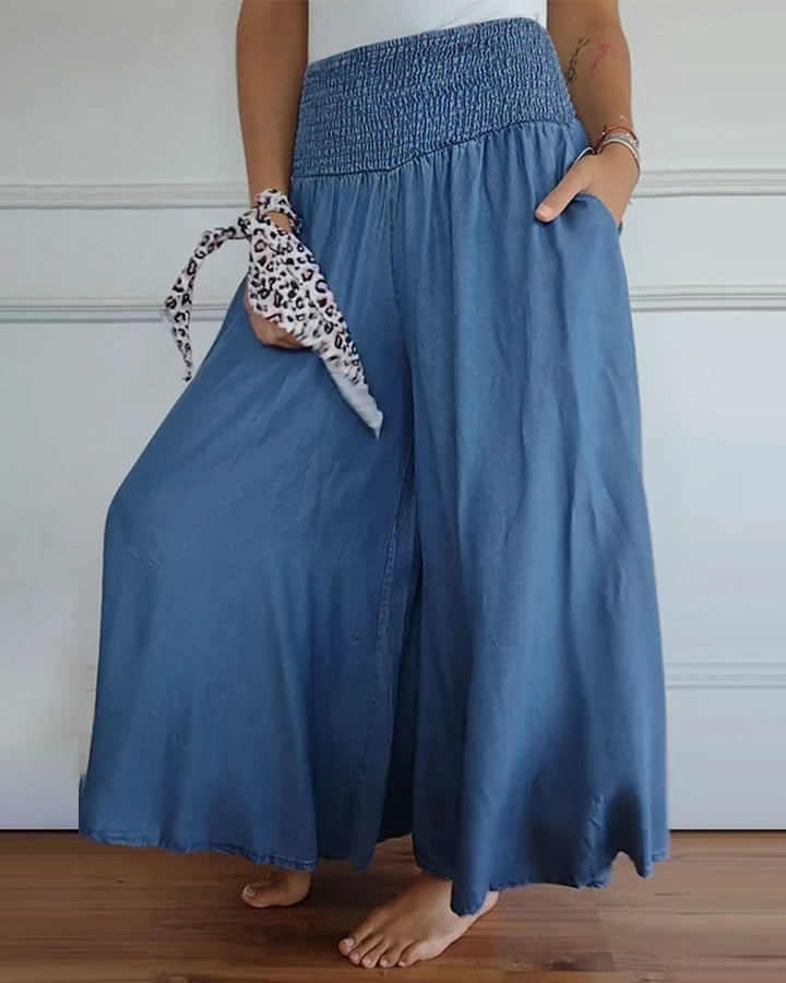 Damen Hochgeschnittene Weite Hosen