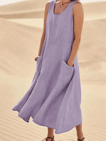 Damen Ärmelloses Sommerkleid Mit Taschen