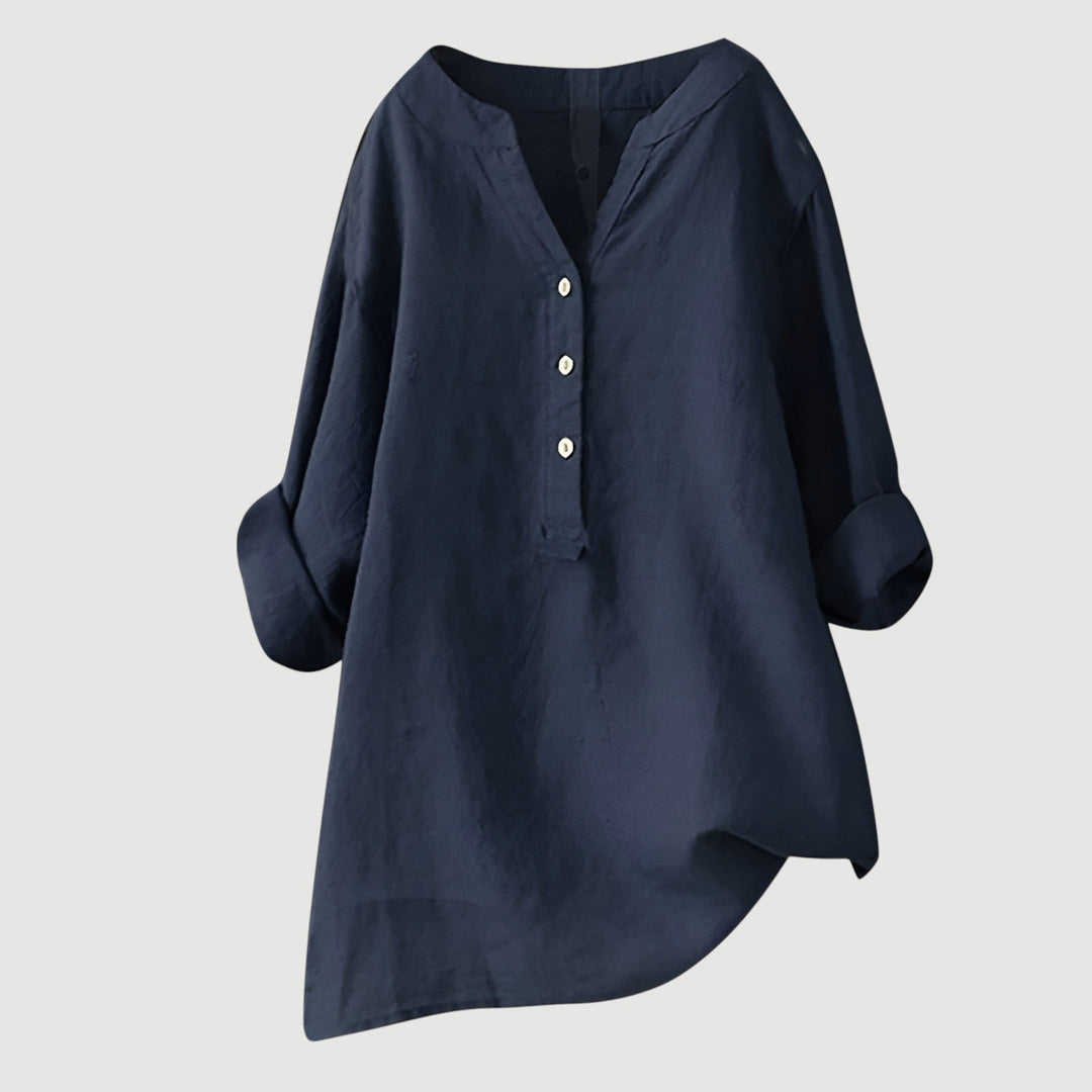 Damen Leichte Lange Bluse Aus Leinen