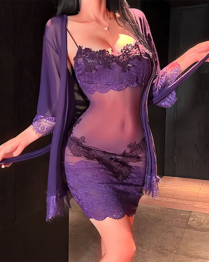Damen Elegantes Spitzen-Nachtwäsche-Set – Luxuriöses Schlafensemble