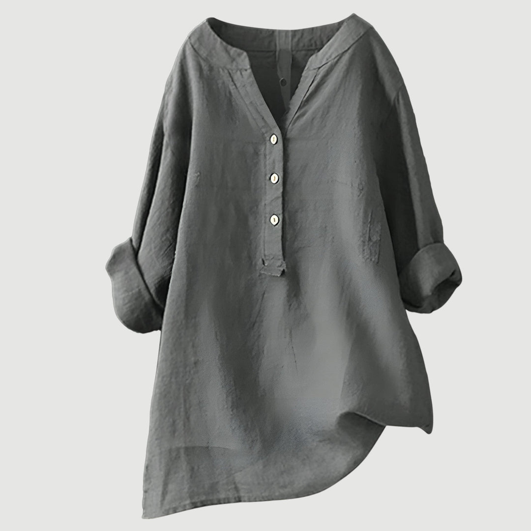 Damen Leichte Lange Bluse Aus Leinen