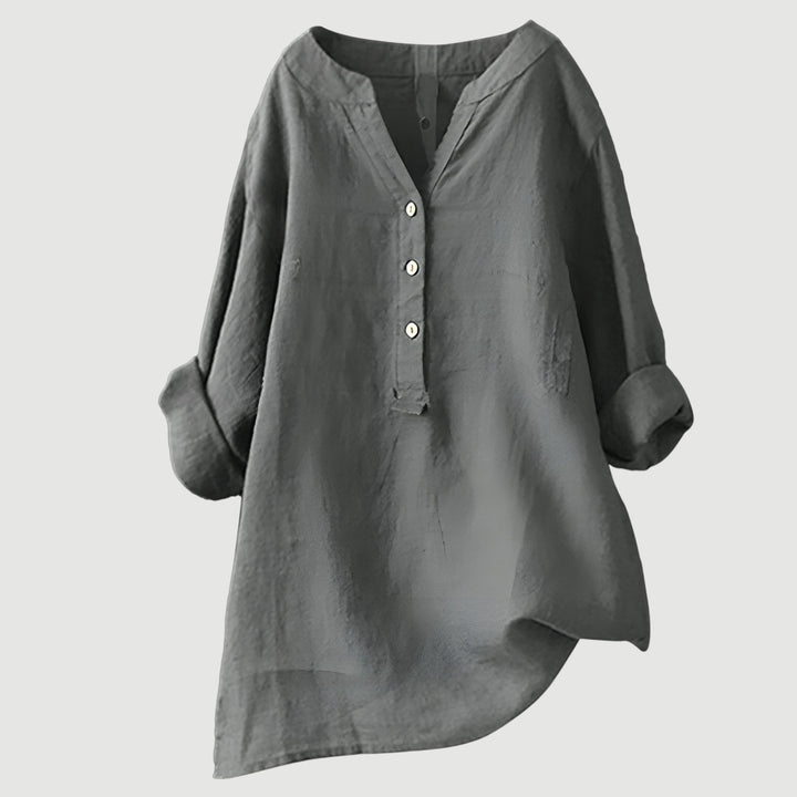 Damen Leichte Lange Bluse Aus Leinen