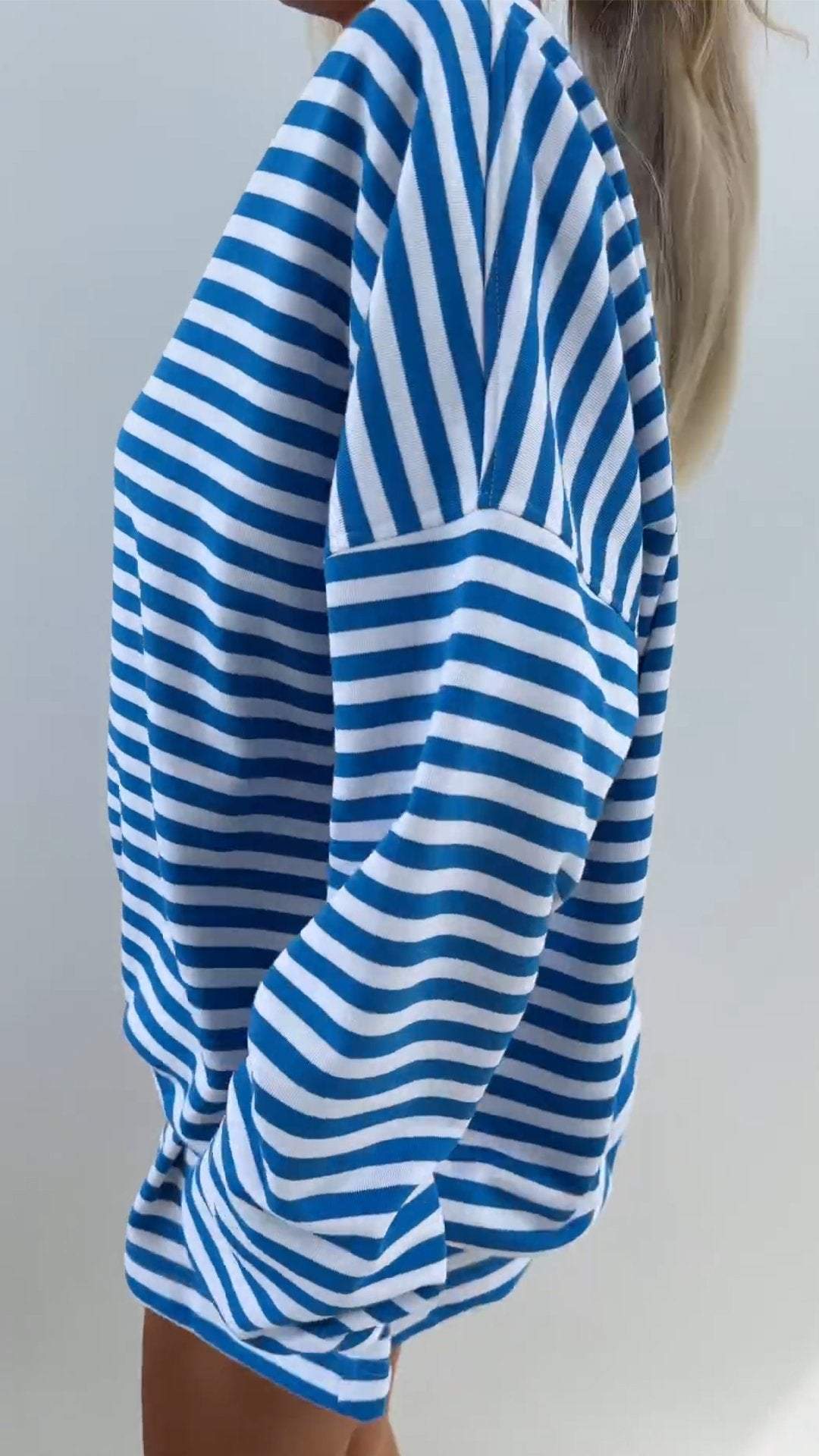 Damen V-Ausschnitt Gestreiftes Langarm Zweiteiler Set – Lässiges Outfit