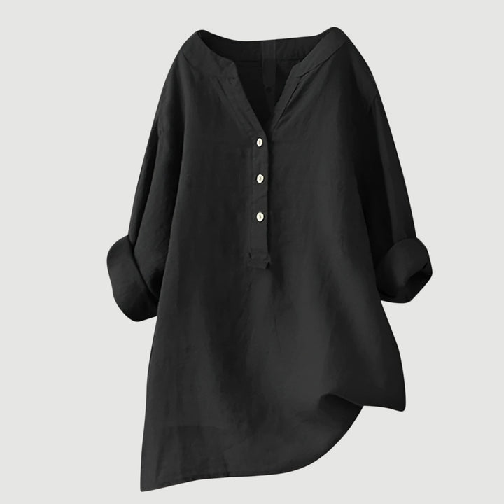 Damen Leichte Lange Bluse Aus Leinen