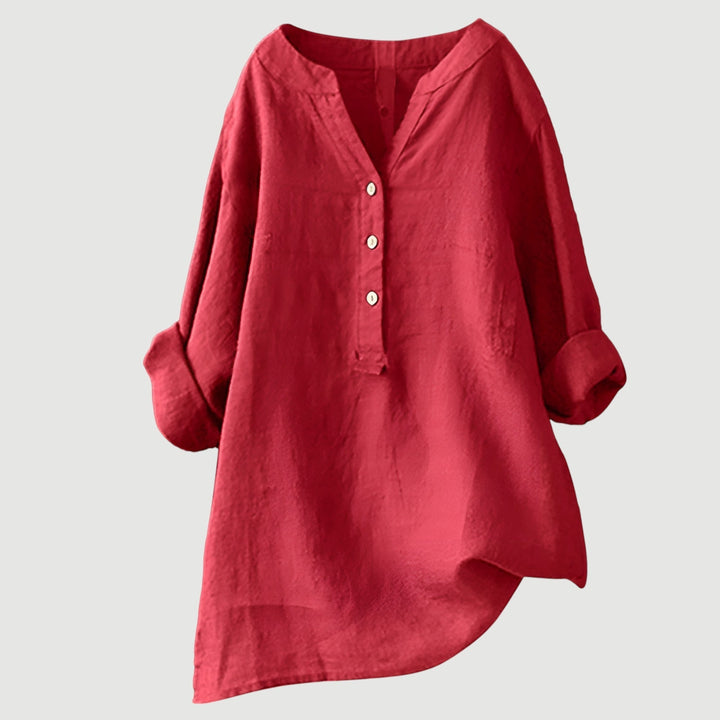Damen Leichte Lange Bluse Aus Leinen