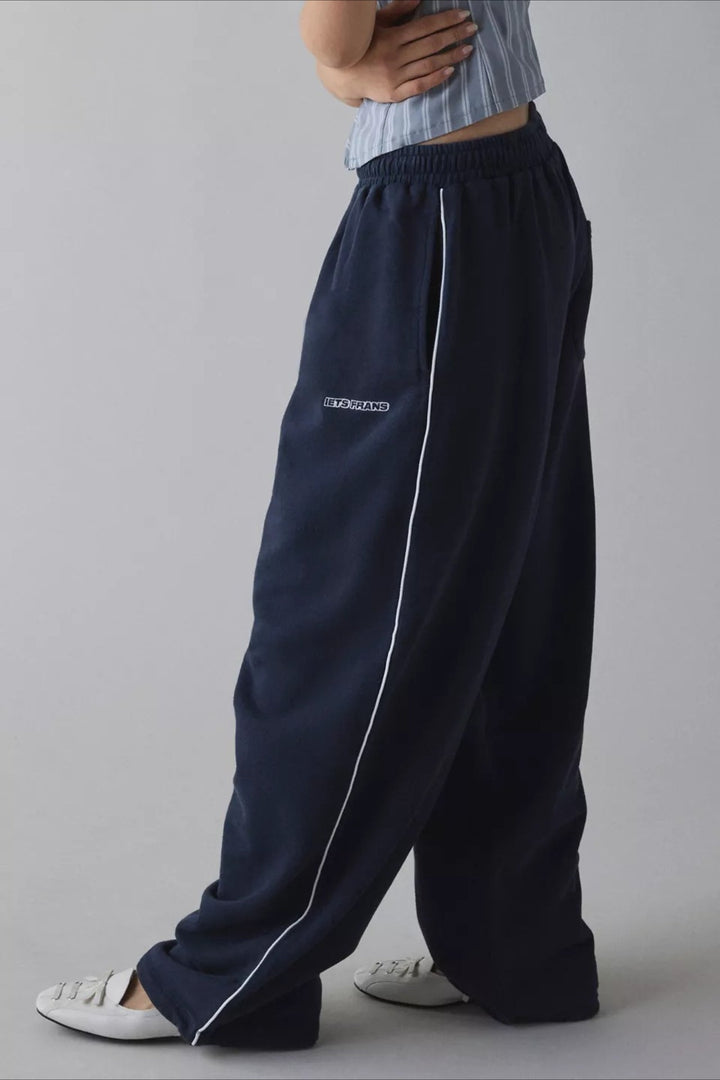 Damen Lange Bestickte Locker Geschnittene Strickhose – Müheloser Chic