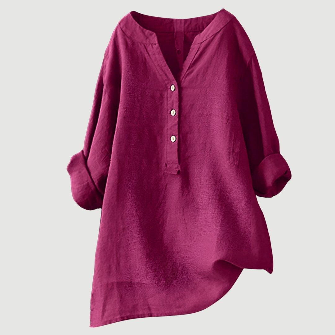 Damen Leichte Lange Bluse Aus Leinen
