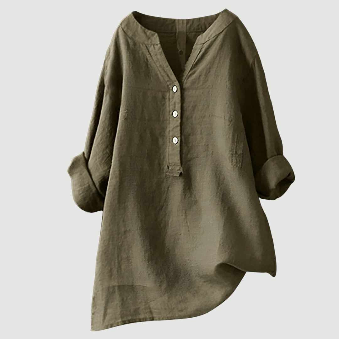 Damen Leichte Lange Bluse Aus Leinen
