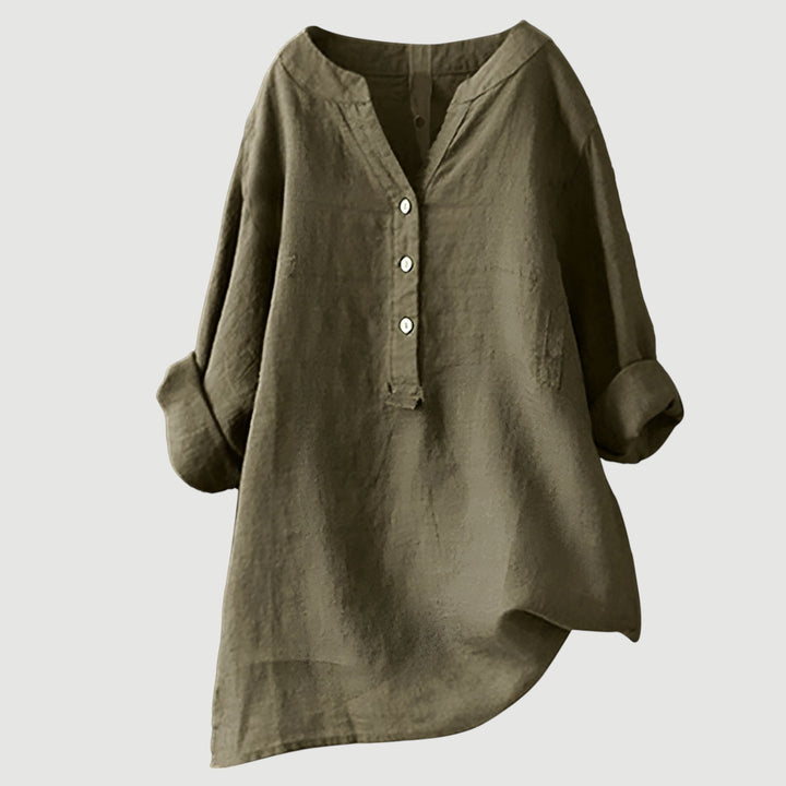 Damen Leichte Lange Bluse Aus Leinen