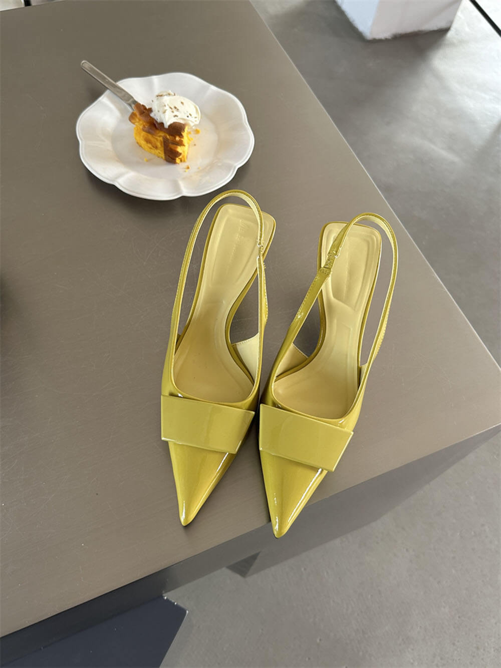 Damen Sandalen Mit Quadratischer Schnalle Spitze Stiletto Mittelhoch – Elegante Absätze