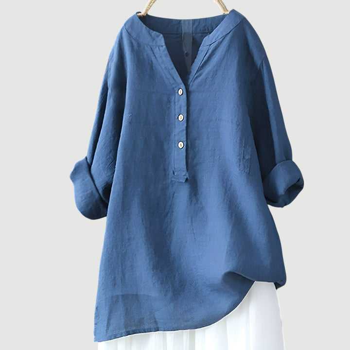 Damen Leichte Lange Bluse Aus Leinen