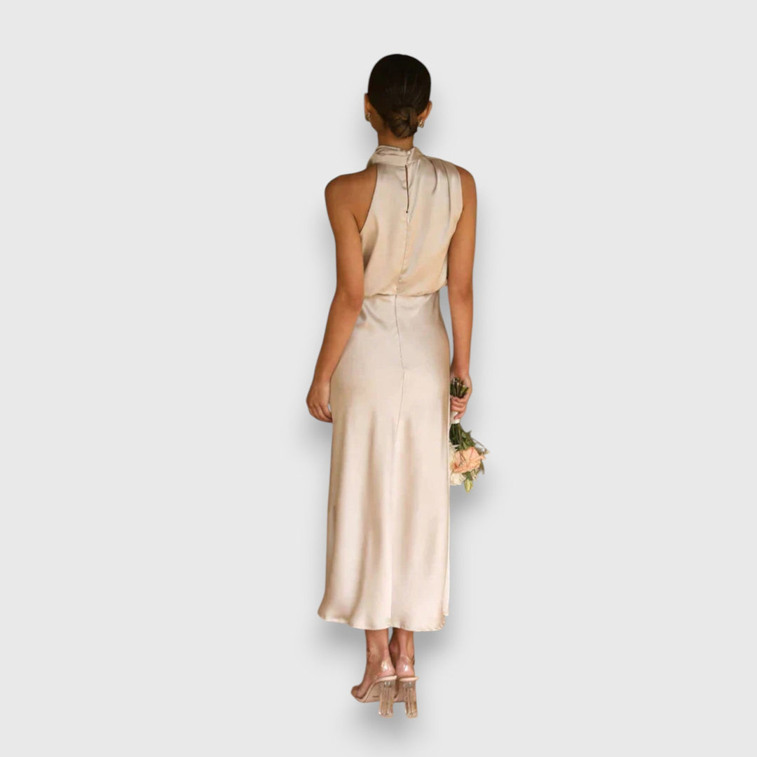 Damen Seiden Halterneck Kleid