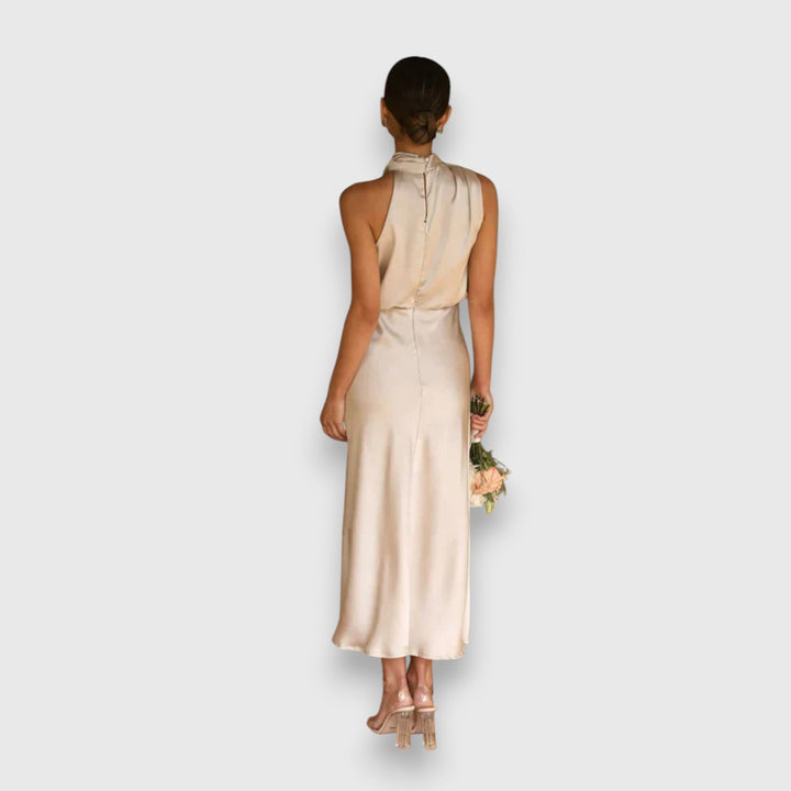Damen Seiden Halterneck Kleid