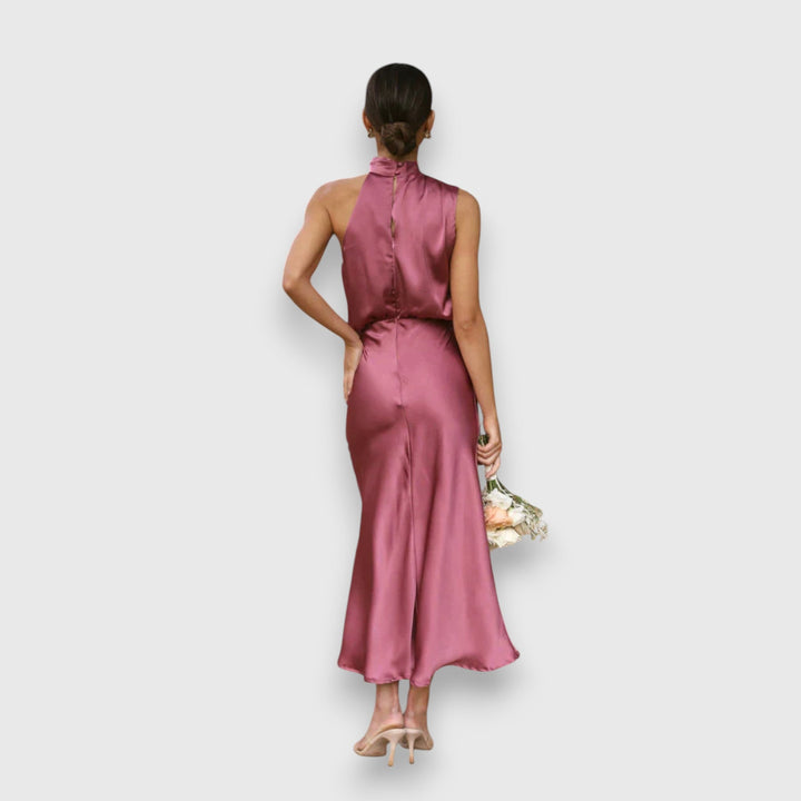 Damen Seiden Halterneck Kleid
