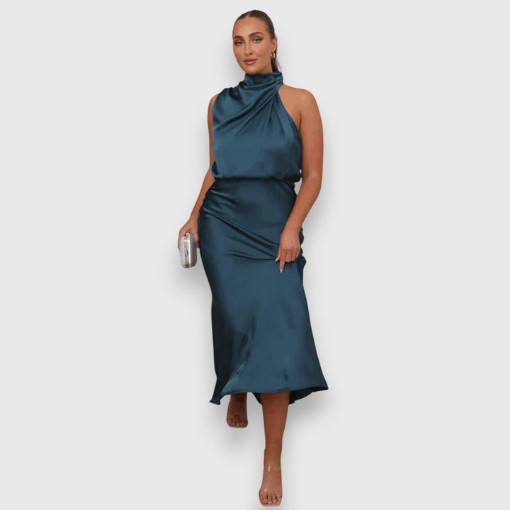 Damen Seiden Halterneck Kleid
