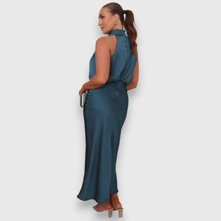 Damen Seiden Halterneck Kleid