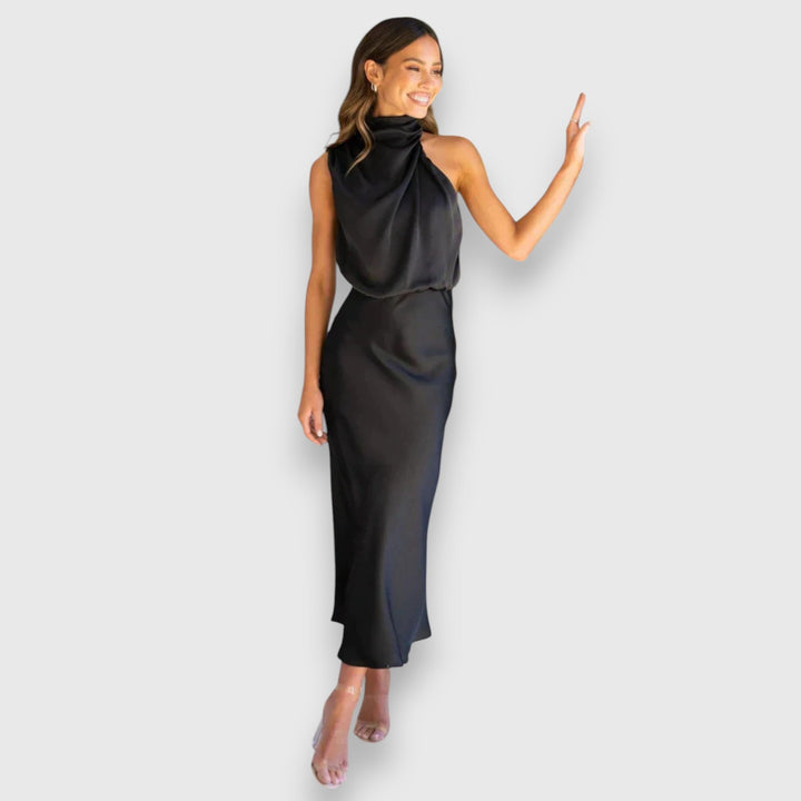 Damen Seiden Halterneck Kleid