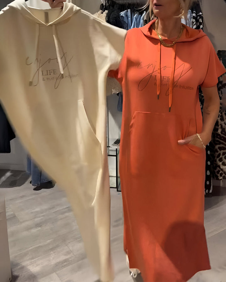 Damen Midikleid Mit Kapuze