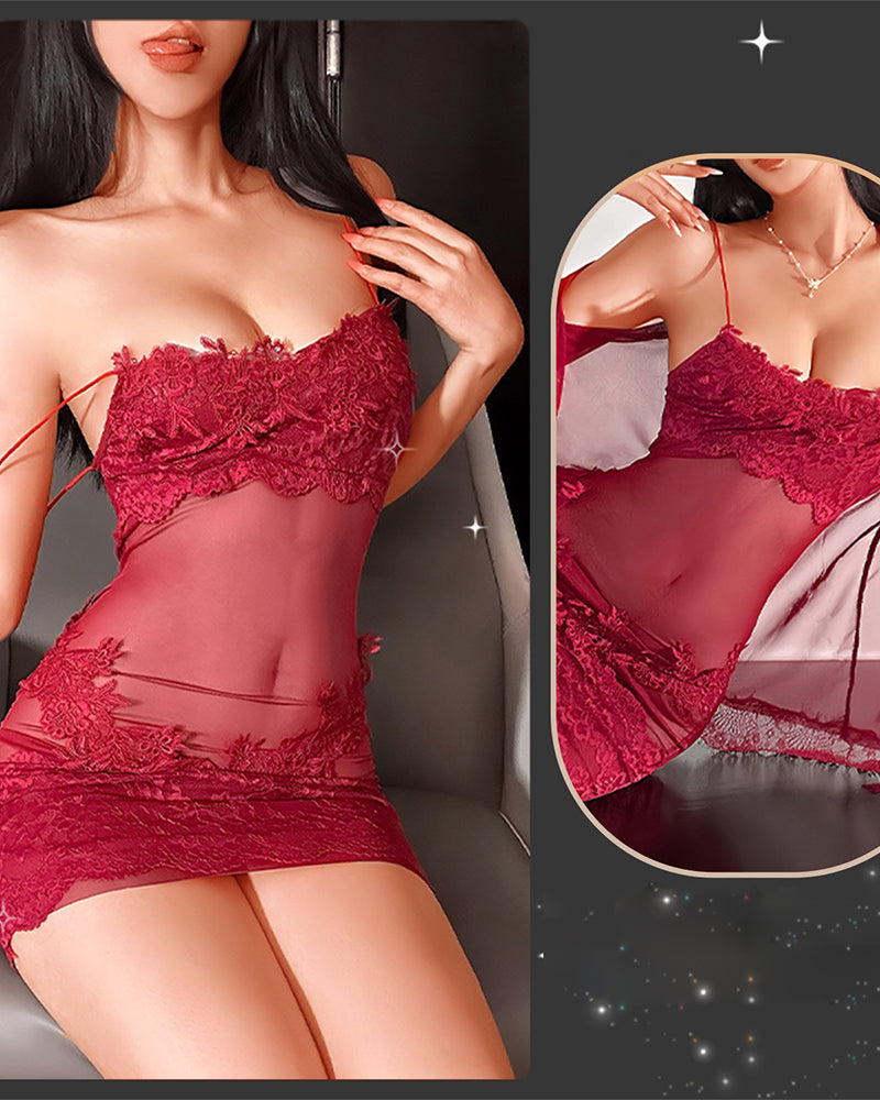 Damen Elegantes Spitzen-Nachtwäsche-Set – Luxuriöses Schlafensemble