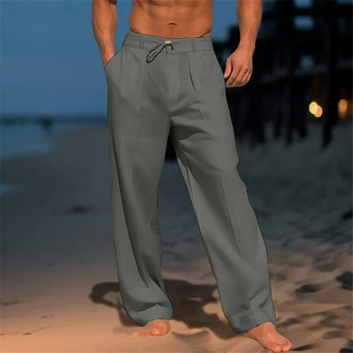 Herren Leinenhose Mit Weitem Bein