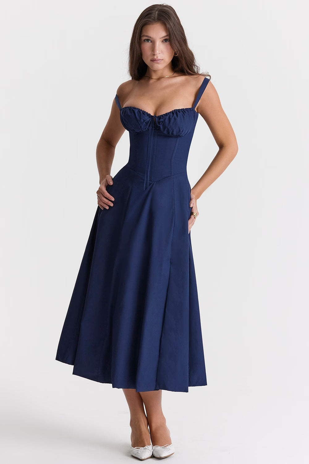 Elegantes, ärmelloses Damen-Partykleid mit Blumenmuster, Schlitz und herzförmigem Ausschnitt