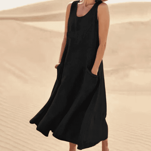 Damen Ärmelloses Sommerkleid Mit Taschen