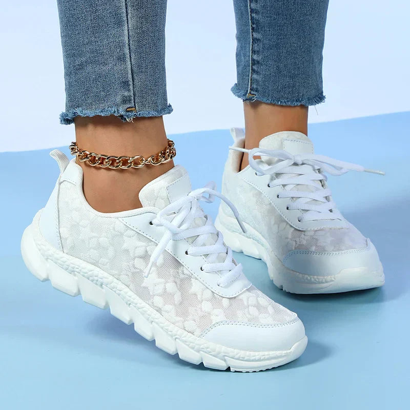 Damen Orthopädische Weiße Mesh Sneaker – Atmungsaktive Fußgewölbe Unterstützung