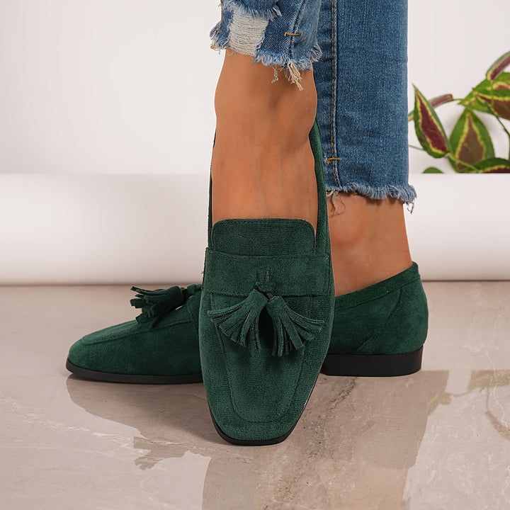 Damen Vintage Slip-On Flats Mit Quasten – Weiche Sohle Komfortschuhe
