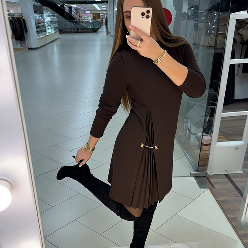 Stylisches Langarmkleid mit gefältelten Details