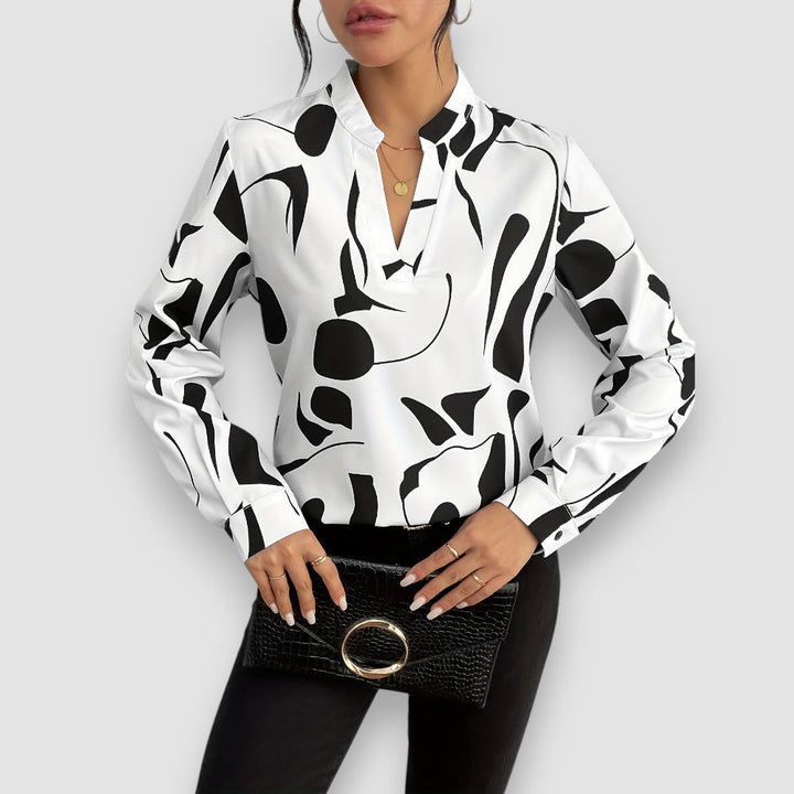 Damen V Ausschnitt Seidenbluse