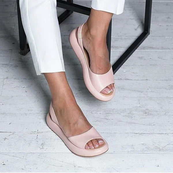 Bequeme Damen-Sandalen mit offener Zehenpartie – Sommer-Pantoletten aus Kunstleder