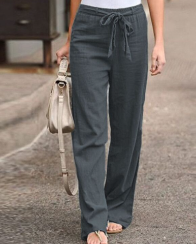 Damen Leinen Maxi Hose