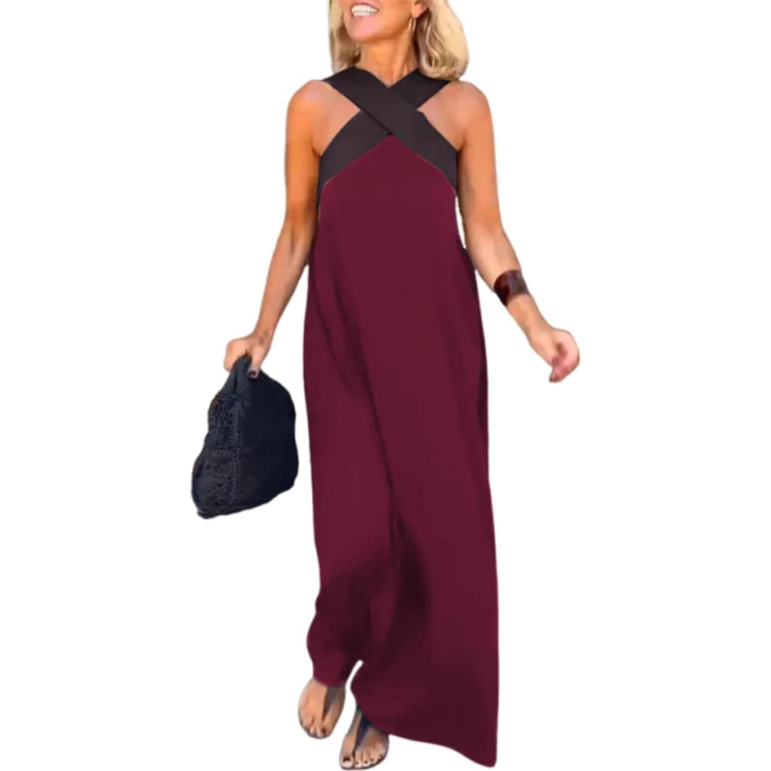 Damen Langkleid Mit Überkreuztem Rücken