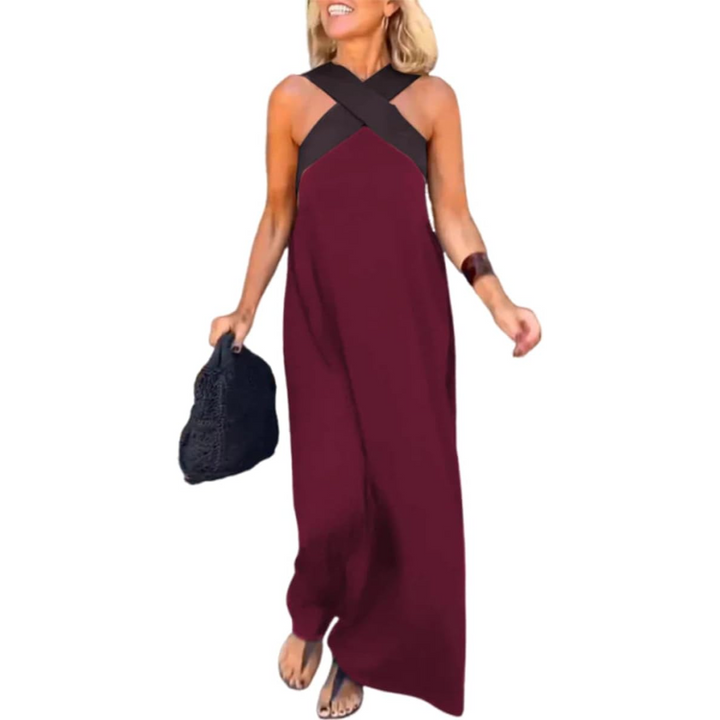 Damen Langkleid Mit Überkreuztem Rücken