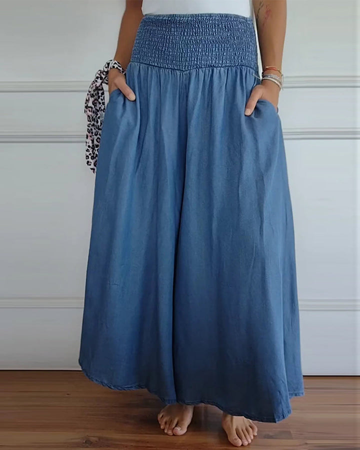 Damen Hochgeschnittene Weite Hosen
