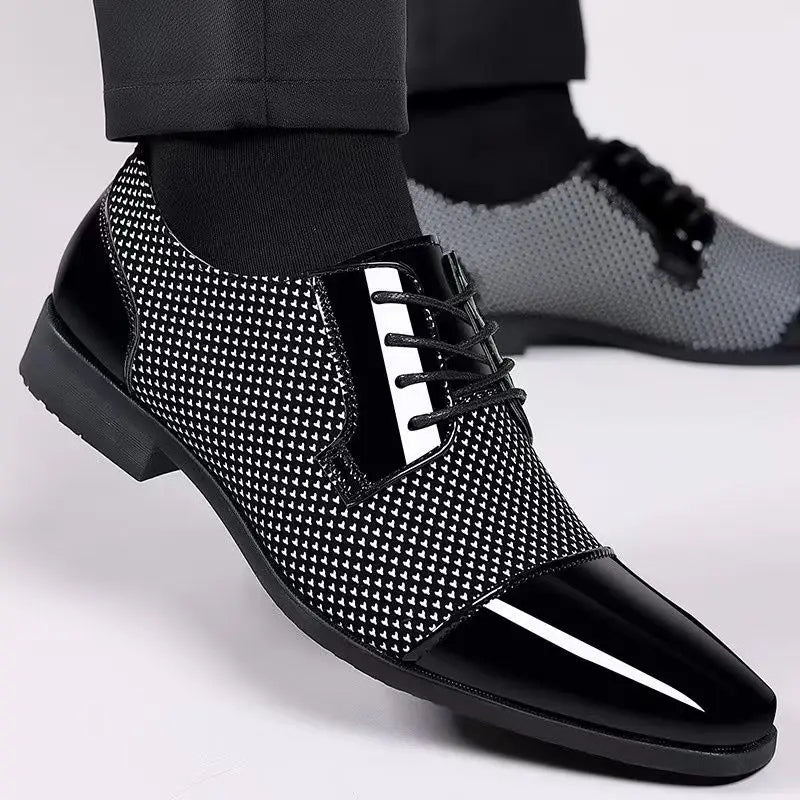 Herren Lackleder Oxford Schuhe Mit Punktmuster – Elegante Business Schuhe