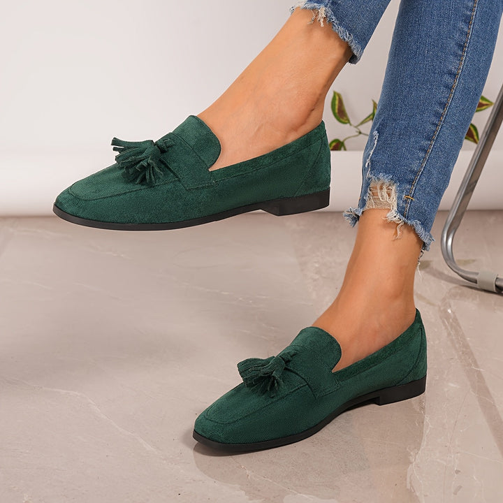 Damen Vintage Slip-On Flats Mit Quasten – Weiche Sohle Komfortschuhe