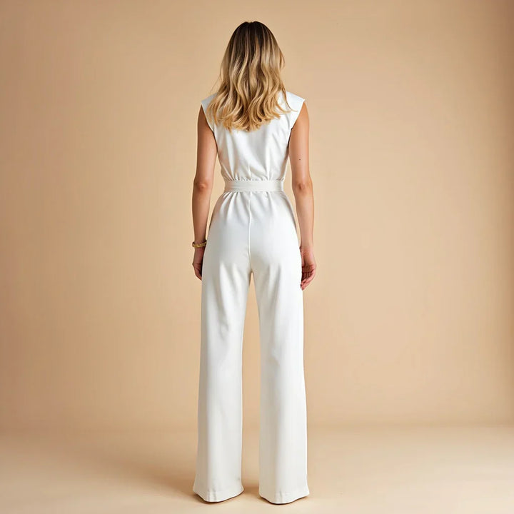 Damen Ärmelloser Jumpsuit Mit Gürtel