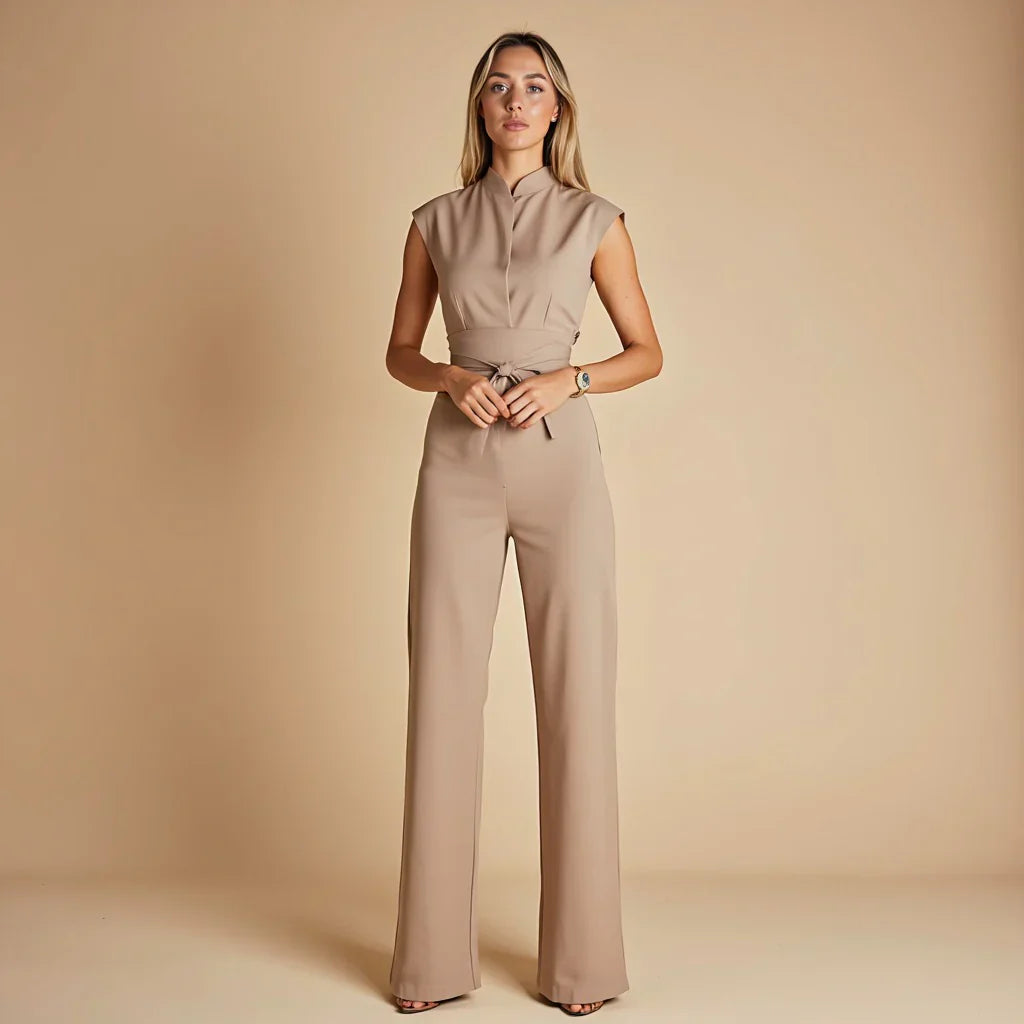 Damen Ärmelloser Jumpsuit Mit Gürtel