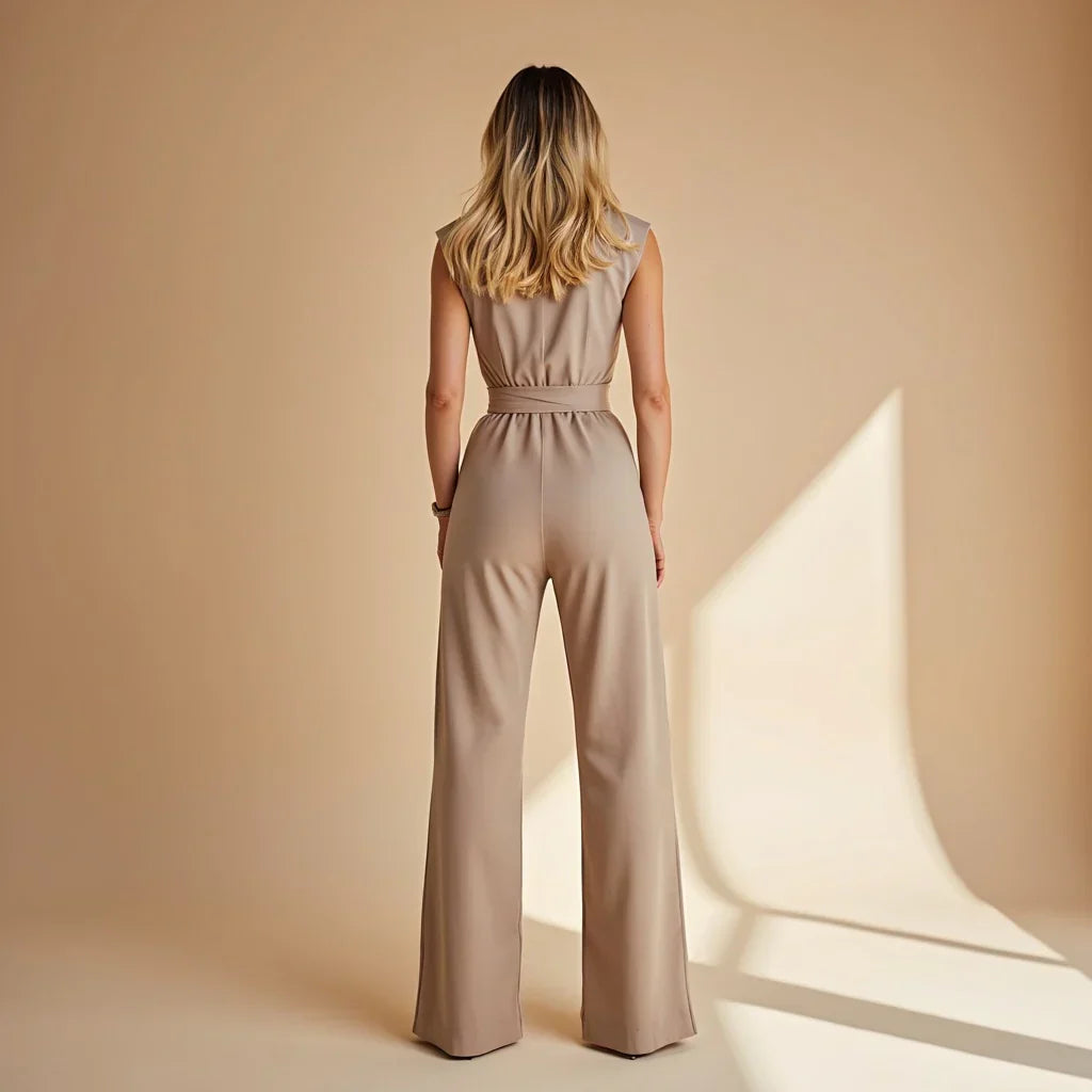 Damen Ärmelloser Jumpsuit Mit Gürtel