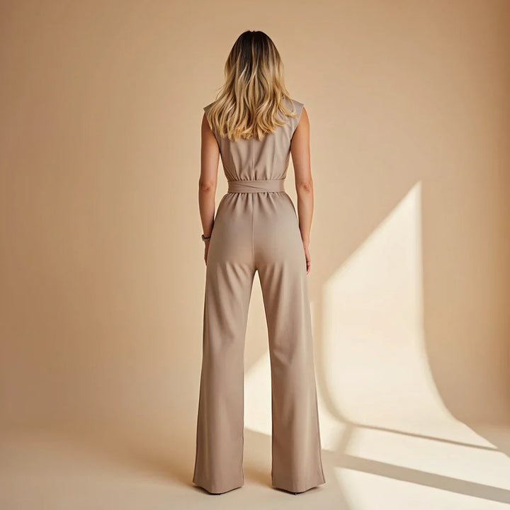 Damen Ärmelloser Jumpsuit Mit Gürtel
