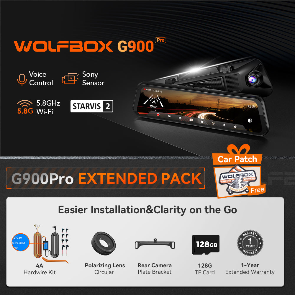 WOLFBOX G900Pro 12 MP WiFi-Touchscreen-Rückspiegel-Dashcam Smart Mirror