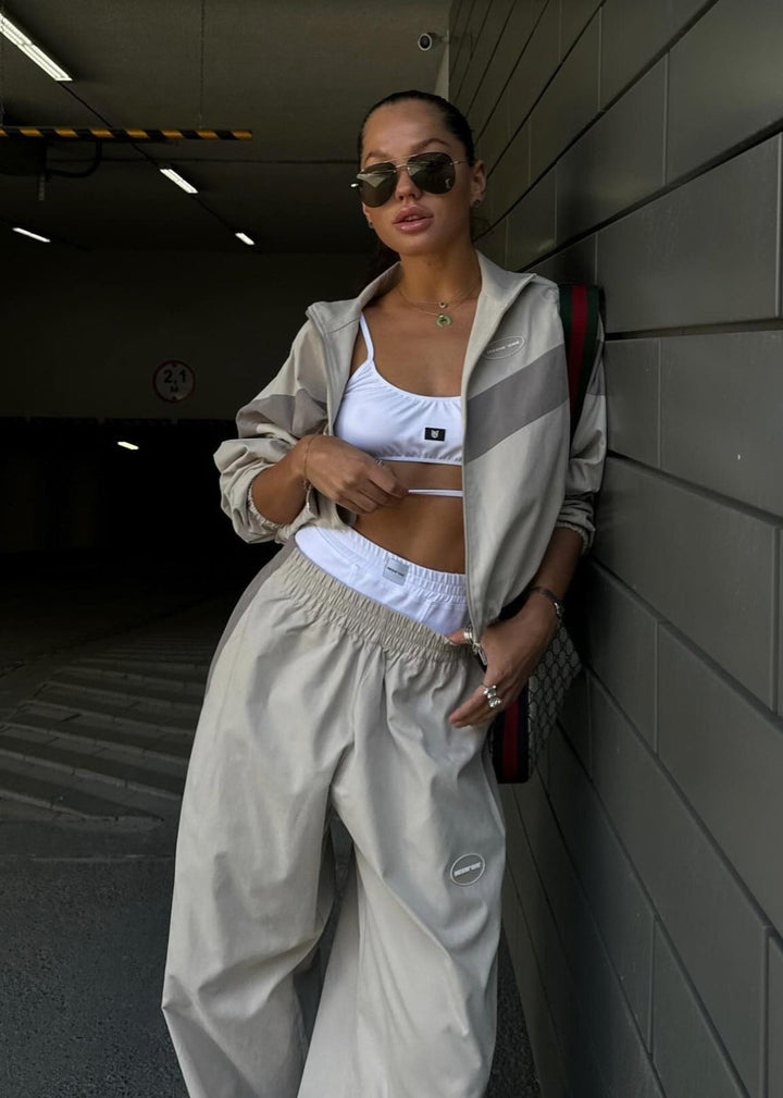 Damen Neutralfarbiges Lockeres Trainingsanzug Set – Lässiges Lounge Outfit