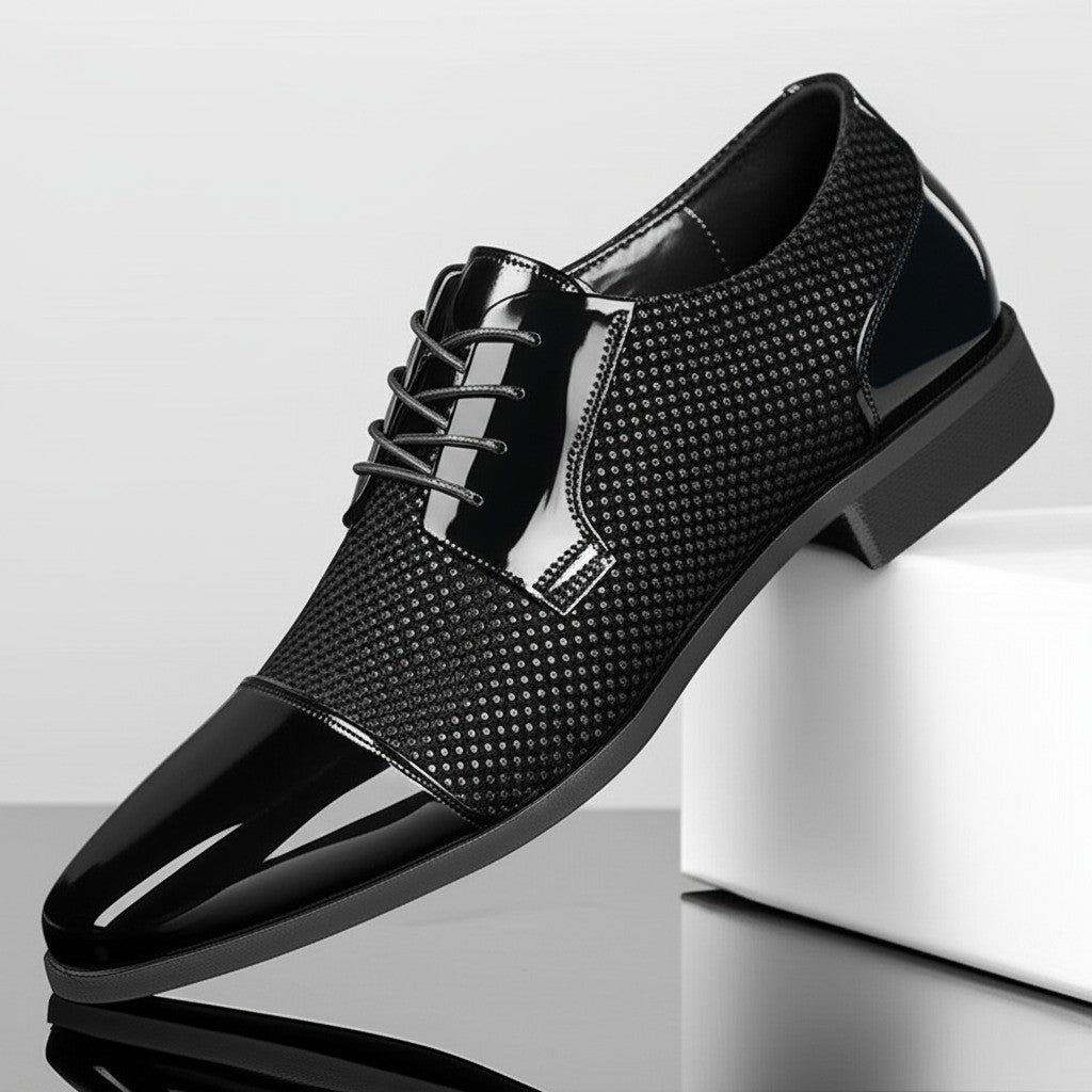 Herren Lackleder Oxford Schuhe Mit Punktmuster – Elegante Business Schuhe