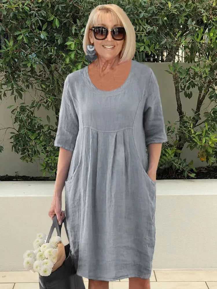 Damen Locker Geschnittenes Midikleid